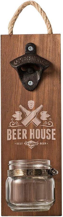 פותחן בקבוקים לקיר עם צנצנת לאיסוף פקקים "Beer House"