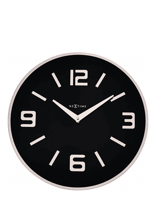 שעון קיר SHOKO עגול מזכוכית שחורה מבית NEXTIME הולנד