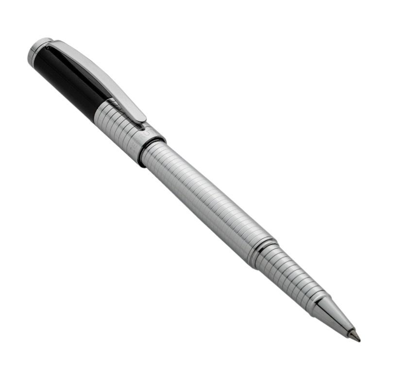 CERRUTI 1881 עט רולר מסדרת כרוסוול Crosswall בכרום כסוף ולקה שחורה