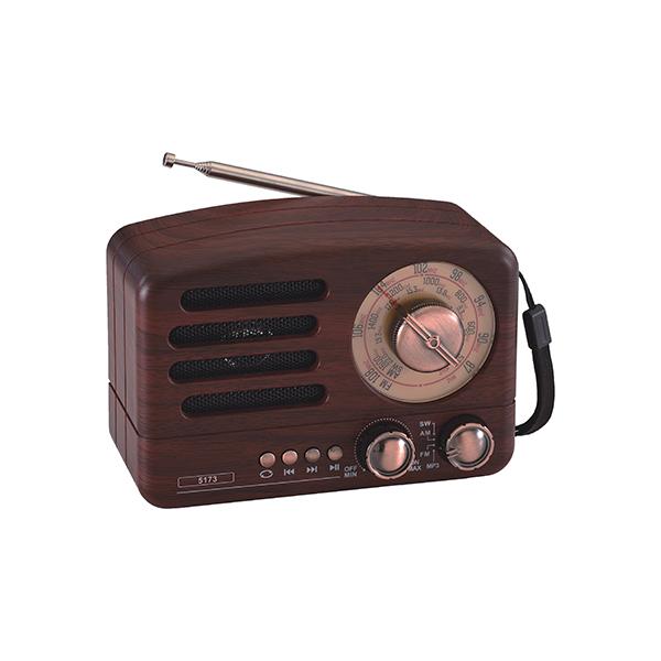 רדיו AM FM קטן במראה רטרו + רמקול בלוטוס