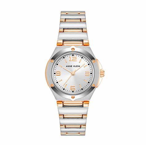 שעון יד לאשה עם לוח בצבע כסוף וזהב 10-8655SVRT Anne Klein