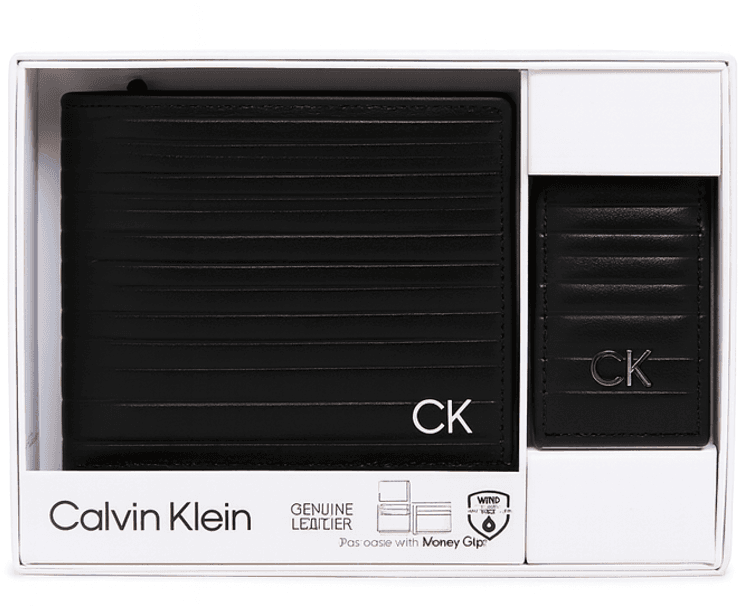 ארנק עור + קליפס לשטרות תואם סט מתנה מבית Calvin Klein