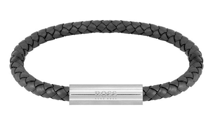צמיד לגבר HUGO BOSS עור שחור אלגנטי, ייחודי ואורבני