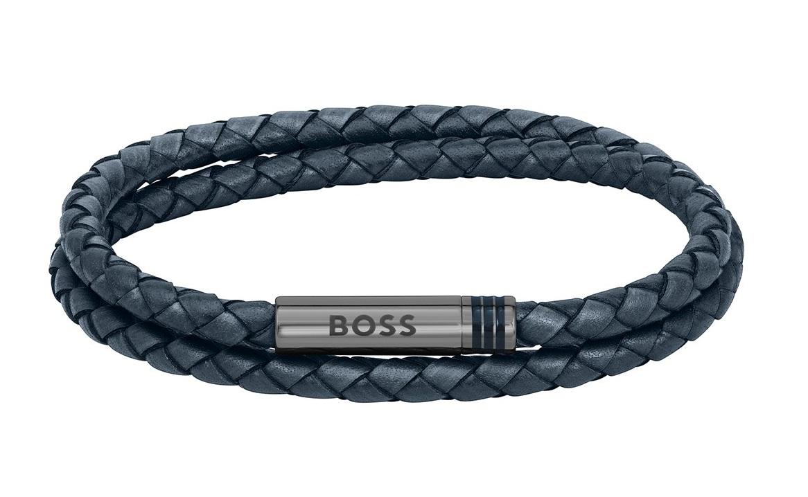 צמיד לגבר HUGO BOSS עור כחול אלגנטי, גברי ועוצמתי