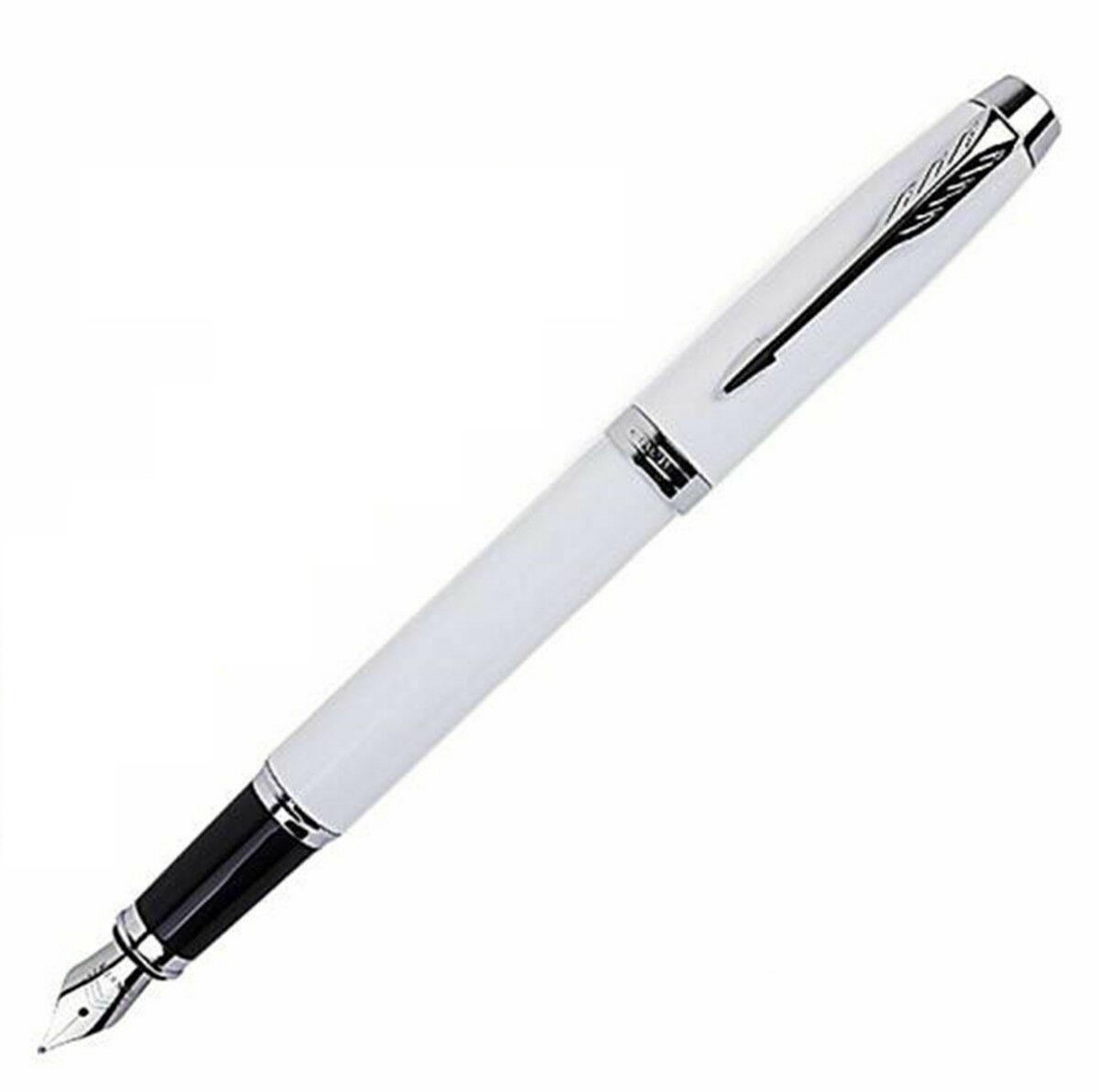 עט פרקר נובע Parker IM לקה לבנה עם עיטורים כסופים
