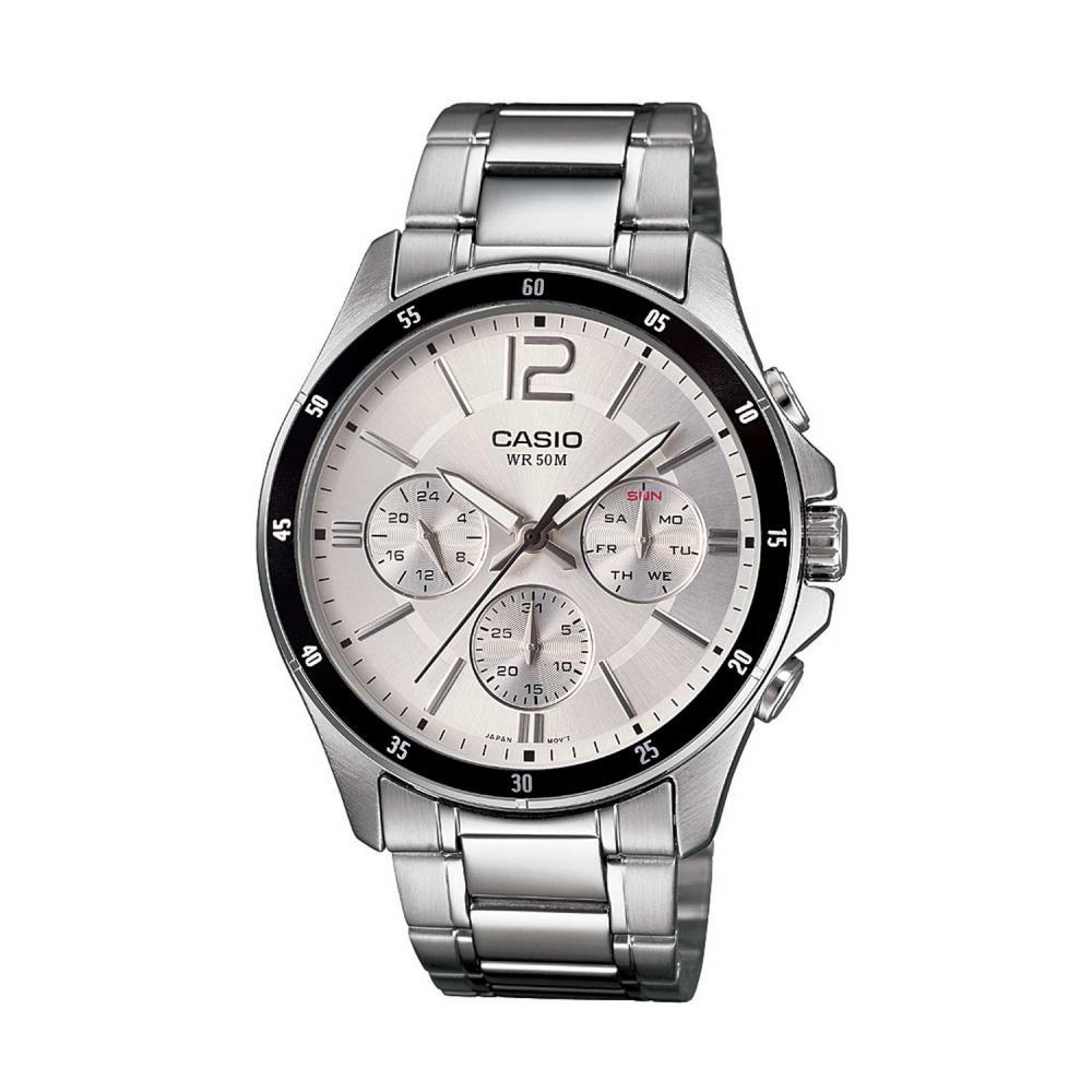 שעון יד כרונו כסוף לגבר קסיו CASIO MTP-1374D-7A