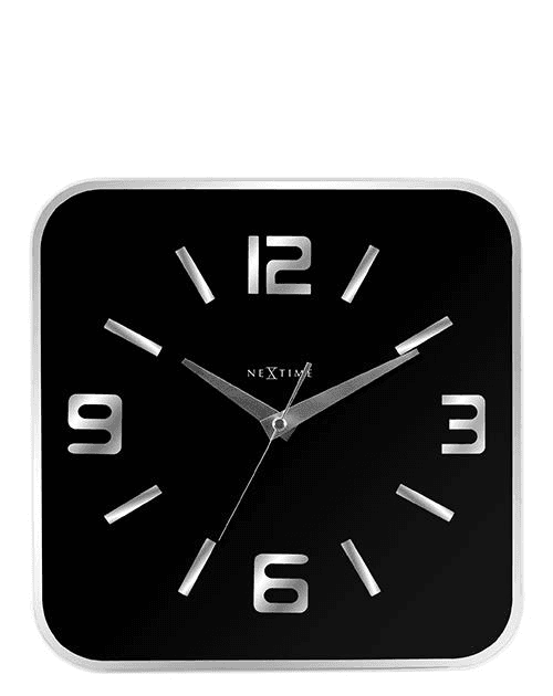 שעון קיר SHOKO מזכוכית שחורה מבית NEXTIME הולנד