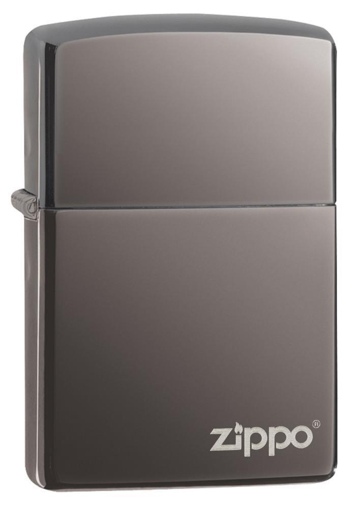 זיפו קרח שחור עם לוגו Classic Black Ice Zippo Logo