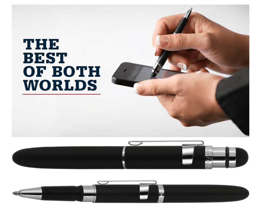 עט חלל ספייספן שחור כסוף עם תוסף למסכי מגע (STYLUS)