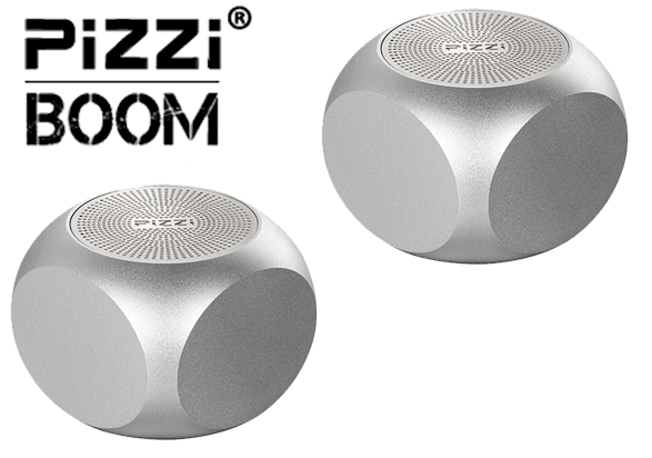 זוג רמקולים - PiZZi Boom - רמקול Bluetooth - כסוף