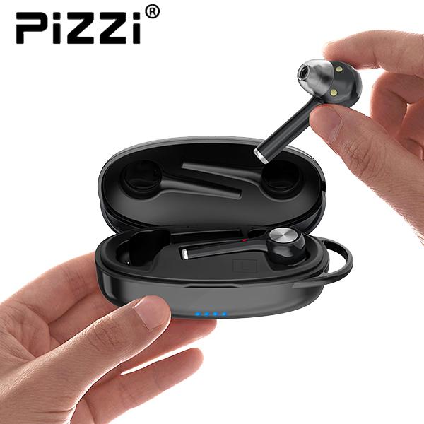 "פיצי" PiZZi זוג אוזניות מיני Bluetooth איכותיות עם נרתיק-מטען נייד
