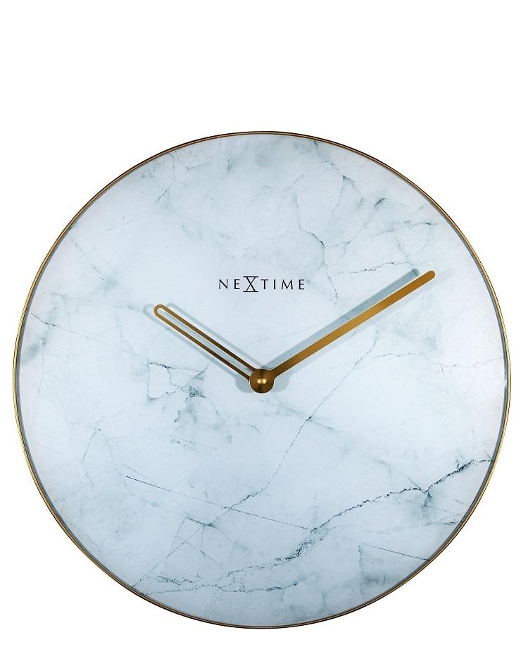 שעון קיר מזכוכית במראה שיש בהיר 40 NEXTIME הולנד