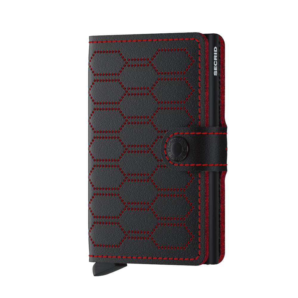 ארנק סקריד מעור מעוטר שחור אדום Secrid Miniwallet