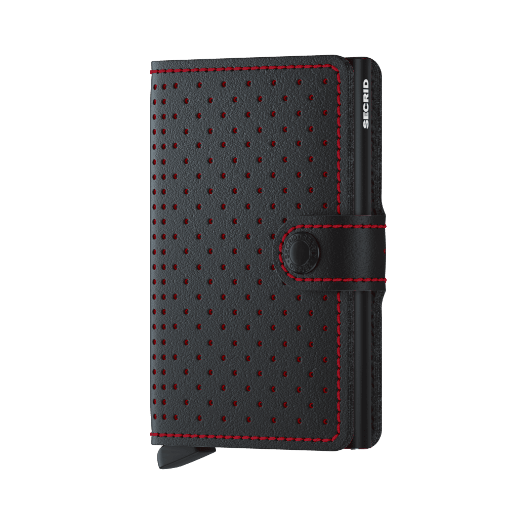 ארנק סקריד מעור מחורר שחור אדום Secrid Miniwallet