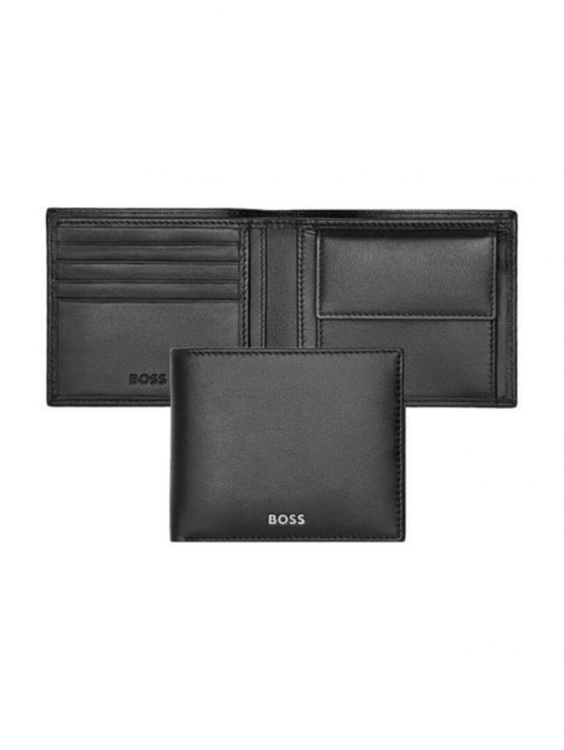ארנק HUGO BOSS הוגו בוס מעור חלק שחור