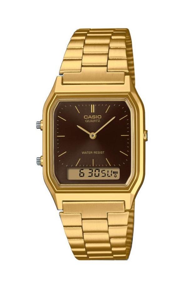 שעון יד CASIO זהב שחור רטרו אנלוגי/דיגיטלי AQ-230A-SAMQY