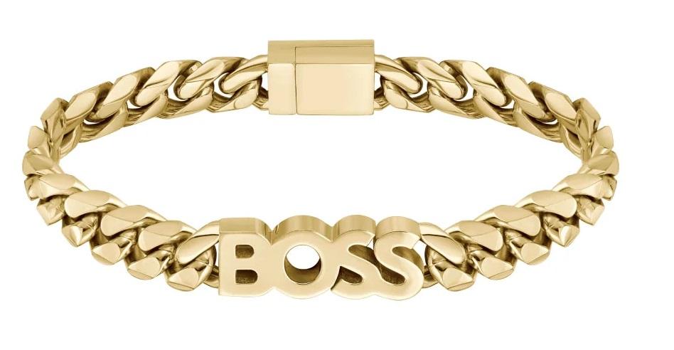 צמיד מוזהב עם לוגו הוגו בוס HUGO BOSS מסדרת KASSY