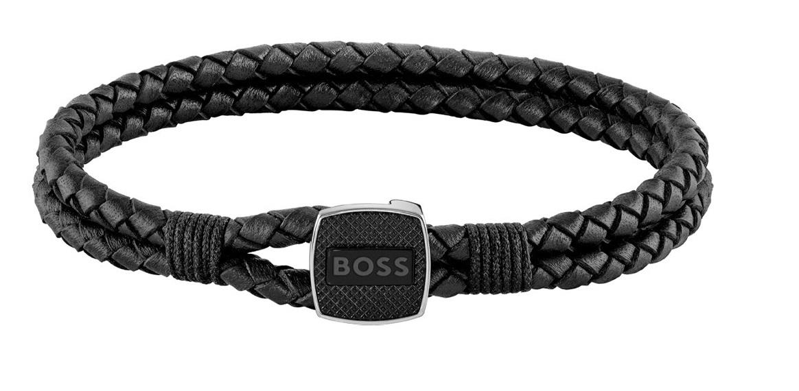 צמיד HUGO BOSS עור שחור אלגנטי, מאופק ומודרני