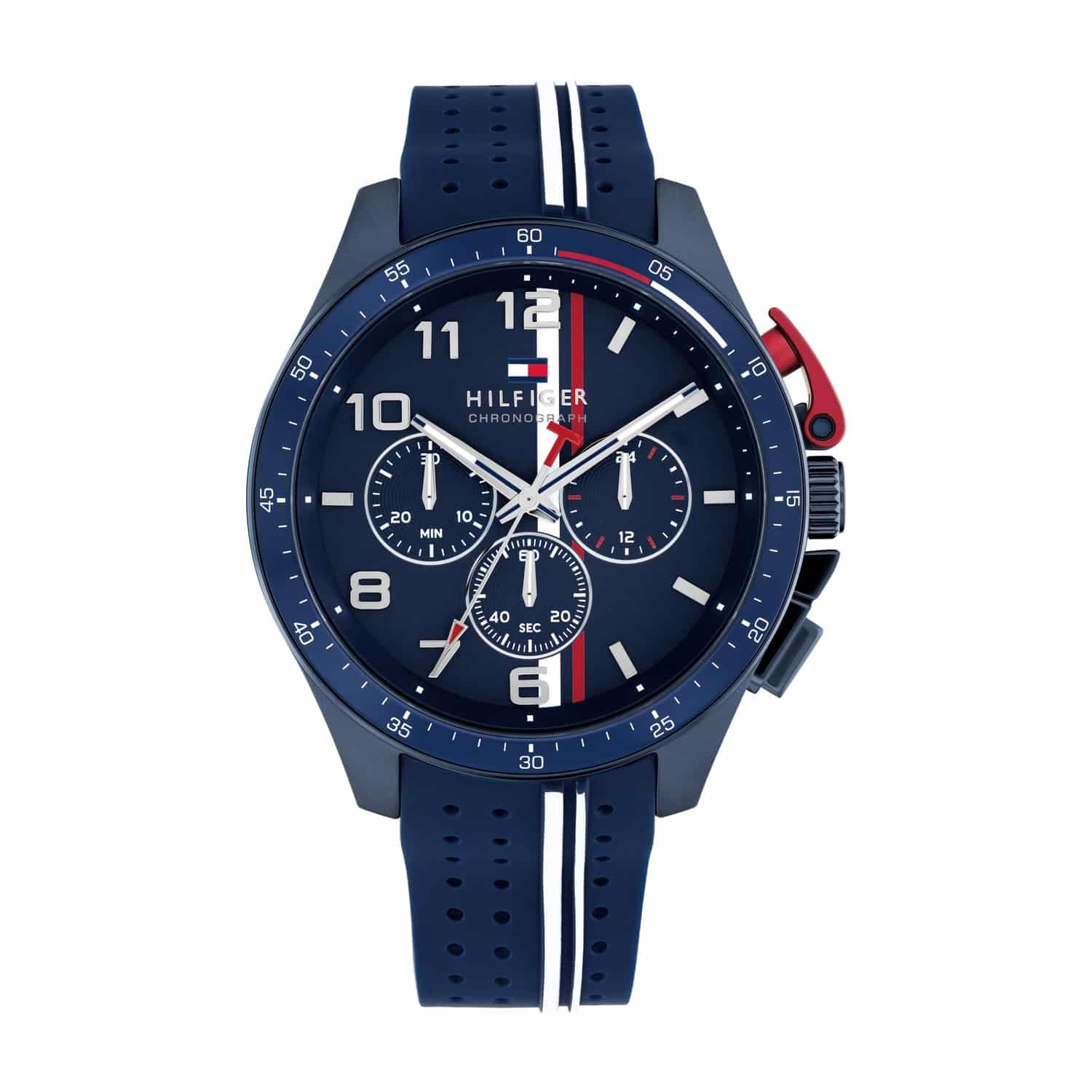שעון יד טומי הילפיגר Tommy Hilfiger Bank Chrono כחול עם רצועת סיליקון