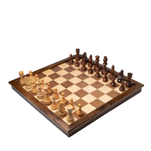 סט שחמט עץ אגוז מתקפל מהודר כולל כלים מעץ