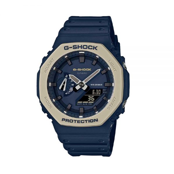 שעון יד ג'י שוק אפור כחול אנלוגי דיגיטלי קארבון GA-2110ET-2A