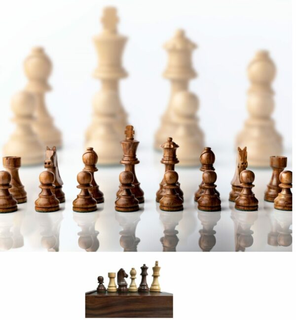 סט כלי שחמט סטאונטון אוניברסלי מעץ + קופסת אחסון מעץ