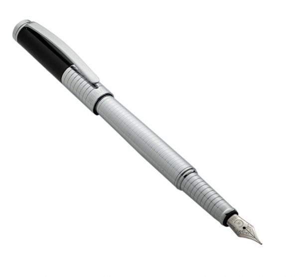 CERRUTI 1881 עט נובע מסדרת כרוסוול Crosswall בכרום כסוף ולקה שחורה