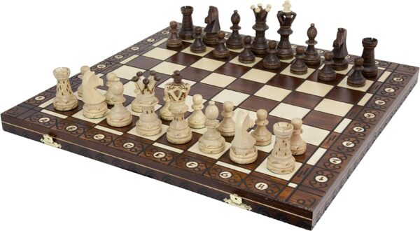 סט שחמט קלאסי ומהודר מעץ דגם AMBASSADOR (מתקפל)