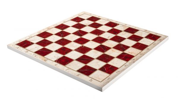 לוח שחמט איכותי ומהודר במראה שיש אדום - גדול