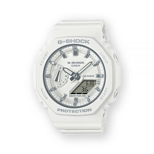 שעון יד אנלוגי/דיגיטלי ג'י-שוק קרבון GMA-S2100-7 לבן