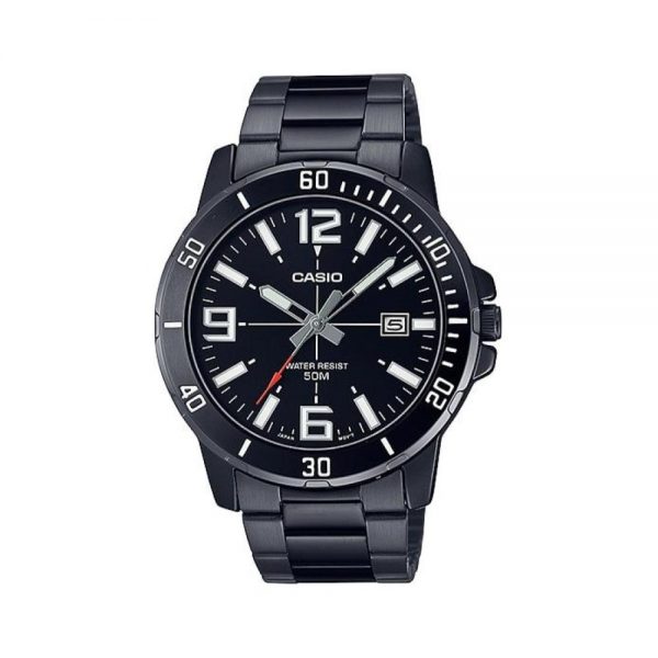 שעון יד אנלוגי שחור לבן לגבר קסיו CASIO MTP-VD01B-1BV