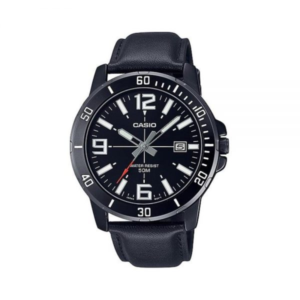 שעון יד אנלוגי שחור לבן לגבר קסיו CASIO MTP-VD01BL-1BV