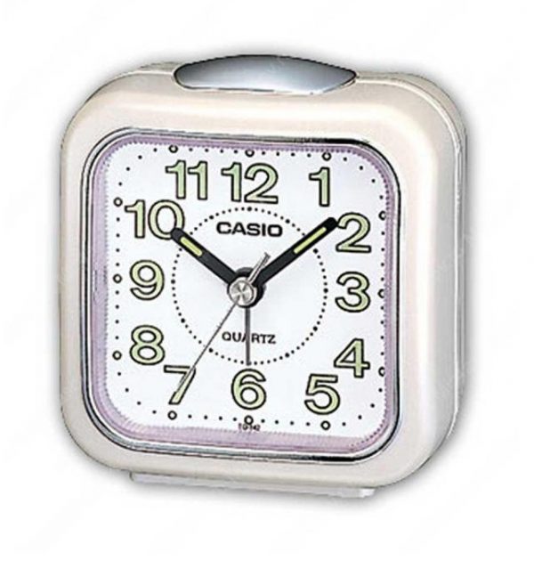 שעון מעורר אנלוגי מרובע לבן עם לוח לבן קסיו TQ-142-7