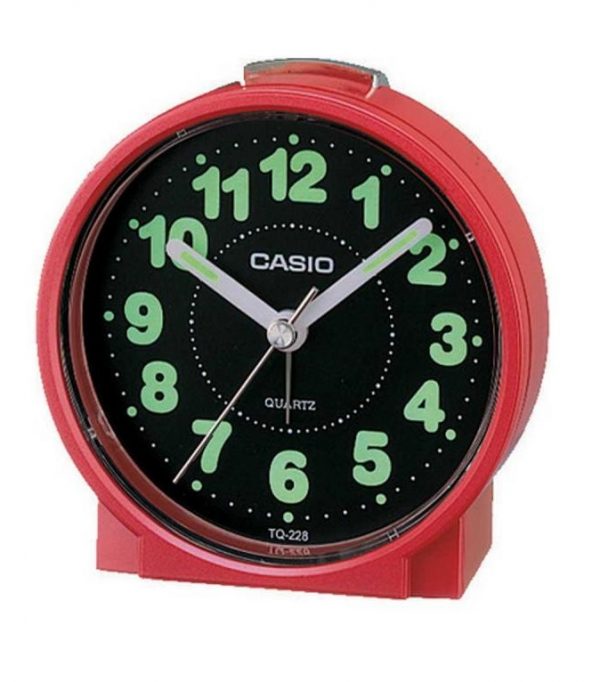 שעון מעורר אנלוגי אדום עם לוח שחור קסיו TQ-228-4