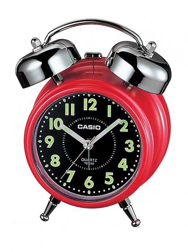 שעון מעורר אנלוגי אדום כסוף פעמונים קסיו TQ-362-4A