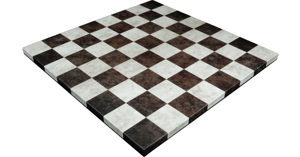 לוח שחמט מיוחד ומהודר במראה עור חום כהה/חלבי