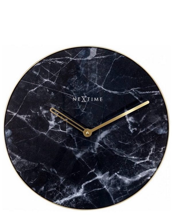 שעון קיר שעון קיר מזכוכית במראה שיש שחור - NEXTIME הולנד