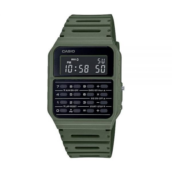 שעון יד קסיו CASIO ירוק רטרו עם מחשבון CA-53WF-3B