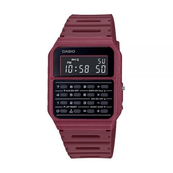 שעון יד קסיו CASIO אדום רטרו עם מחשבון CA-53WF-4B