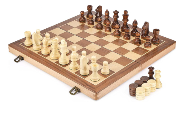 סט שחמט איכותי מתקפל מעץ - כולל דמקה