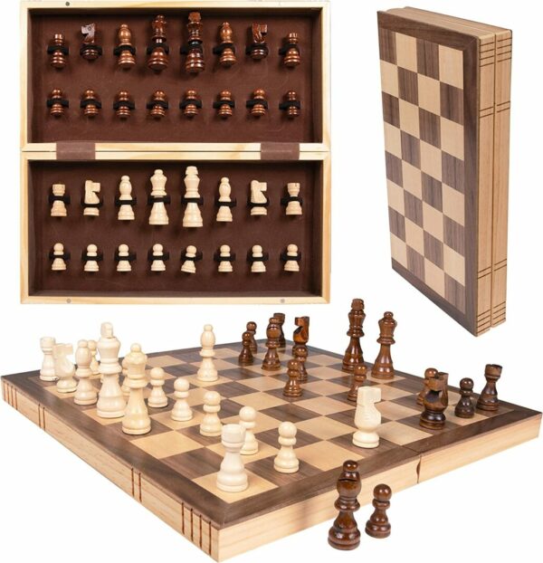 סט שחמט - מערכת מהודרת ומתקפלת מעץ