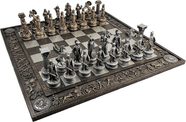 שחמט מיתולוגיה יוונית במראה ברונזה ופיוטר - גדול