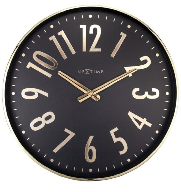 שעון קיר "אלכימאי שחור וזהב 40 ס"מ NEXTIME הולנד