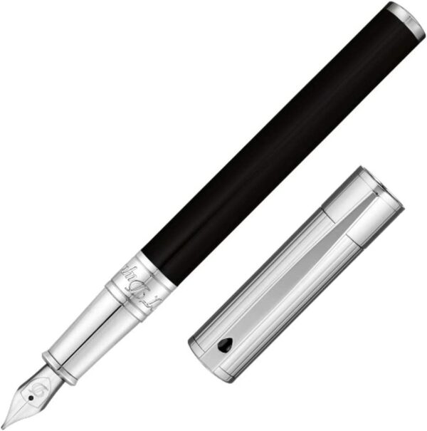 עט נובע דופון S.T. Dupont שחור כסוף D-INITIAL