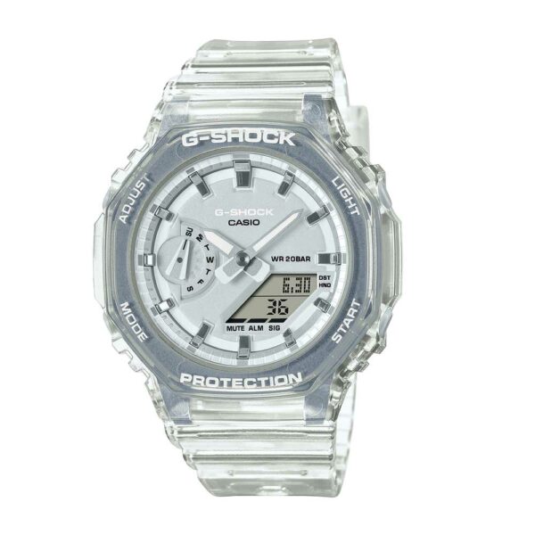 שעון יד ג'י שוק אנלוגי דיגיטלי קארבון שקוף לבן GMA-S2100SK-7A