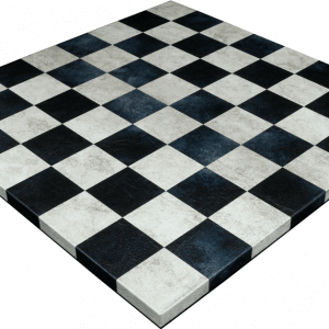 לוח שחמט מיוחד ומהודר במראה עור כחול כהה/חלבי
